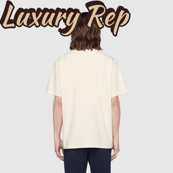 Replica Gucci Men Interlocking G Stripe Print T-Shirt Cotton Jersey Crewneck Oversize Fit-White 16