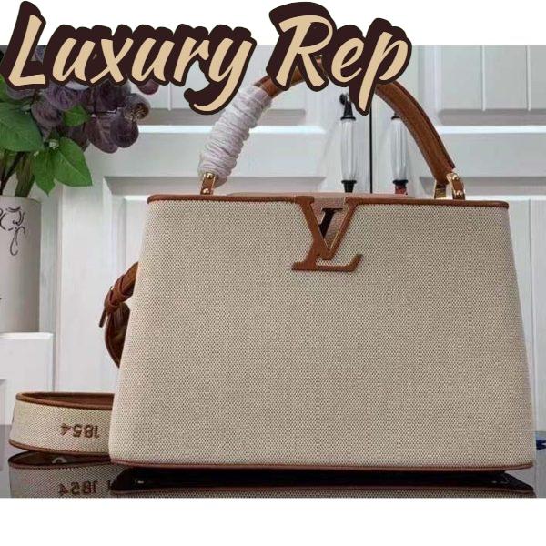Replica Louis Vuitton LV Women Capucines MM Handbag Caramel Brown Taurillon Leather Canvas 3