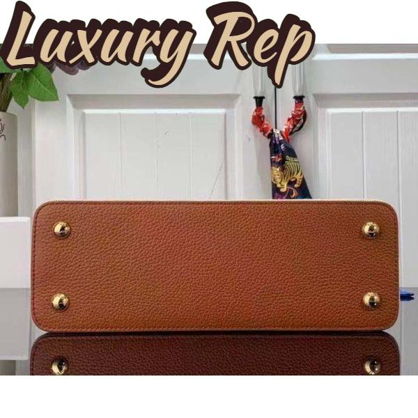 Replica Louis Vuitton LV Women Capucines MM Handbag Caramel Brown Taurillon Leather Canvas 6