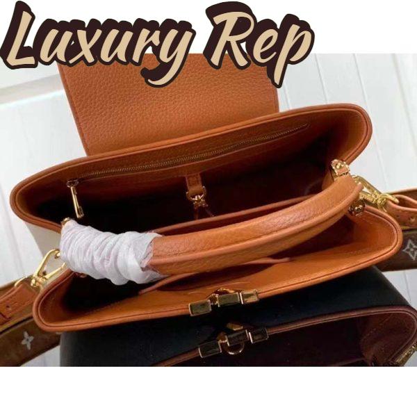 Replica Louis Vuitton LV Women Capucines MM Handbag Caramel Brown Taurillon Leather Canvas 7