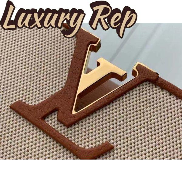 Replica Louis Vuitton LV Women Capucines MM Handbag Caramel Brown Taurillon Leather Canvas 8