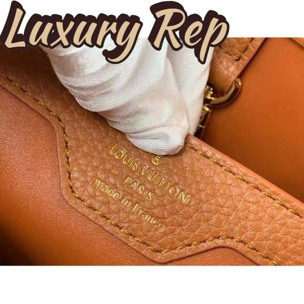 Replica Louis Vuitton LV Women Capucines MM Handbag Caramel Brown Taurillon Leather Canvas 11