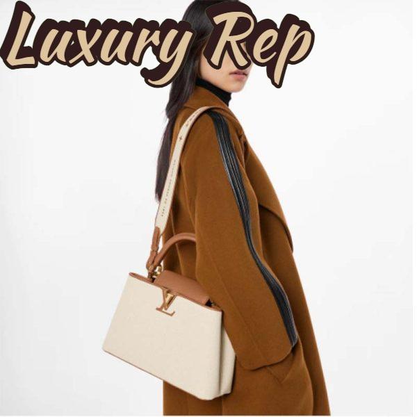 Replica Louis Vuitton LV Women Capucines MM Handbag Caramel Brown Taurillon Leather Canvas 13