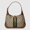 Replica Gucci Women Jackie 1961 Small Shoulder Bag Beige/Ebony GG Supreme Canvas