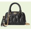 Replica Gucci Women Matelassé Leather Top Handle Bag Black GG Matelassé Leather Double G