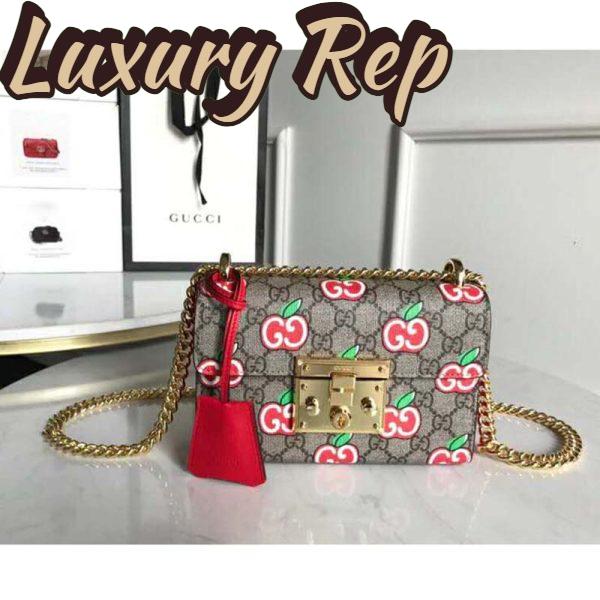 Replica Gucci Women Padlock Small Shoulder Bag GG Apple Print GG Supreme Canvas 3