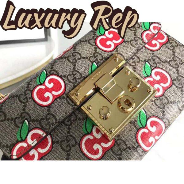 Replica Gucci Women Padlock Small Shoulder Bag GG Apple Print GG Supreme Canvas 9