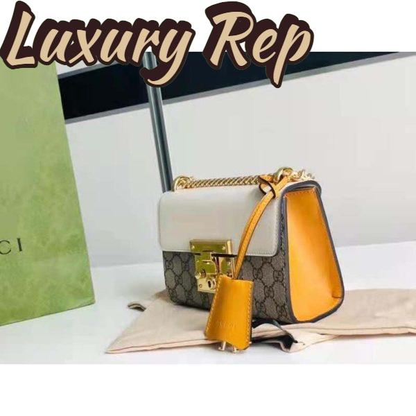 Replica Gucci Women Padlock Small Shoulder Bag White Beige and Ebony GG Supreme Canvas 6