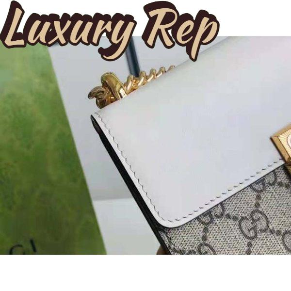 Replica Gucci Women Padlock Small Shoulder Bag White Beige and Ebony GG Supreme Canvas 12