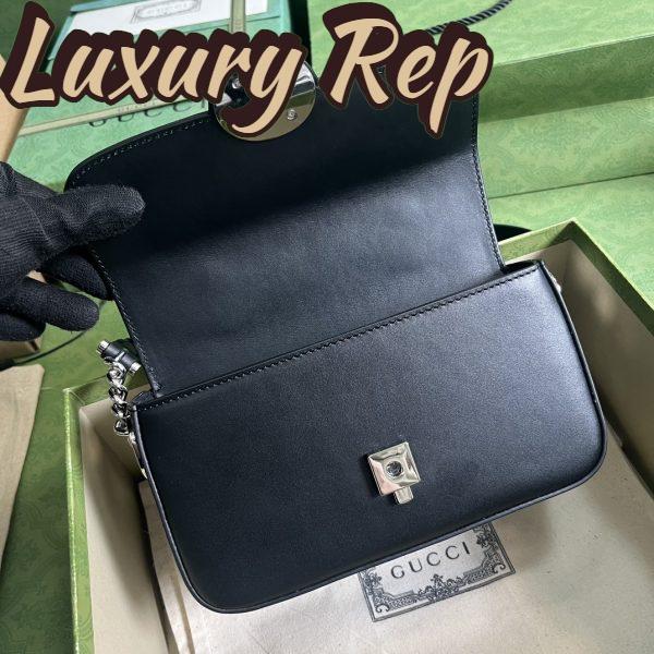 Replica Gucci Women Petite GG Mini Shoulder Bag Black Leather Double G 6
