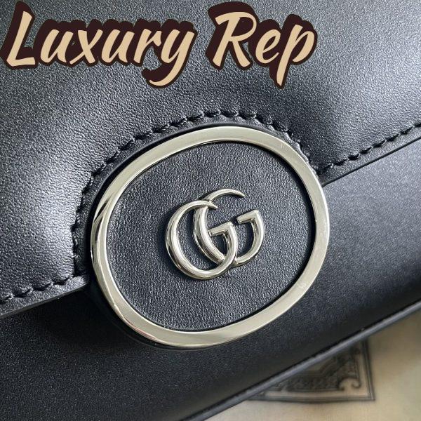 Replica Gucci Women Petite GG Mini Shoulder Bag Black Leather Double G 11