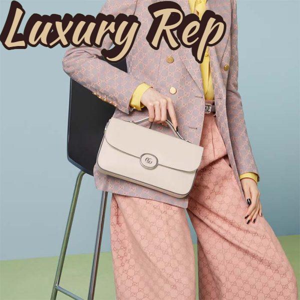 Replica Gucci Women Petite GG Small Shoulder Bag White Leather Double G 15
