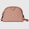 Replica Gucci Women Ophidia GG Small Shoulder Bag Pink Canvas Leather Double G
