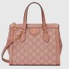 Replica Gucci Women Ophidia GG Small Tote Bag Pink GG Canvas Leather Rose Gold Hardware