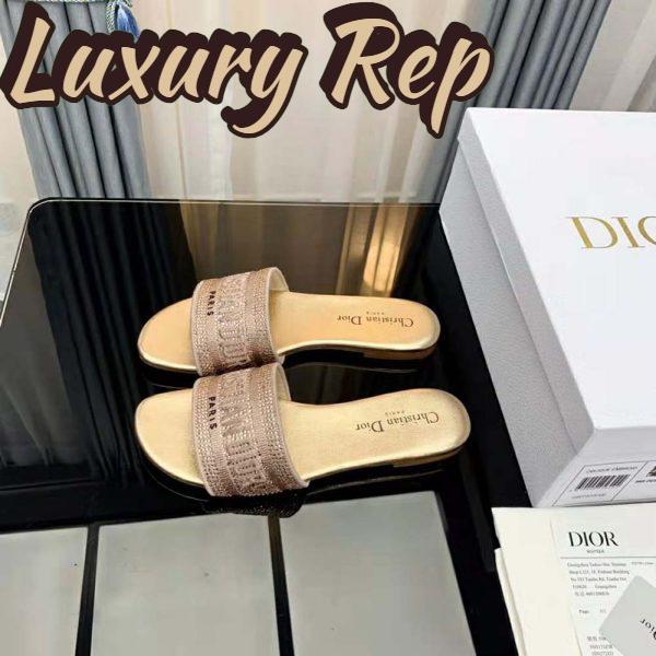 Replica Dior Women Dway Slide Gold-Tone Cotton Embroidered with Metallic Thread and Strass 8