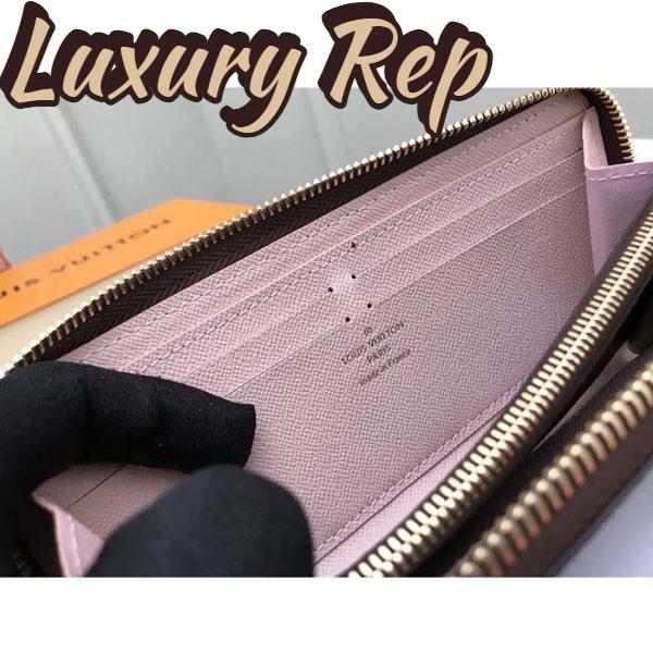 Replica Louis Vuitton LV Unisex Clémence Wallet Brown Pink Damier Ebene Coated Canvas 9