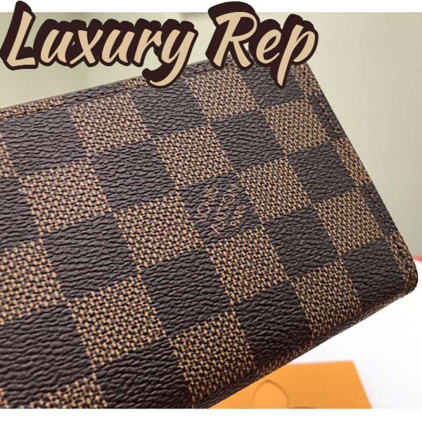 Replica Louis Vuitton LV Unisex Clémence Wallet Brown Pink Damier Ebene Coated Canvas 10