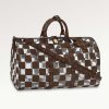 Replica Louis Vuitton LV Unisex Keepall Bandoulière 50 Travel Bag Monogram Chess Coated Canvas PVC