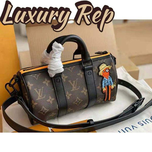 Replica Louis Vuitton LV Unisex Keepall XS Monogram Coated Canvas Black Matte Leather 3