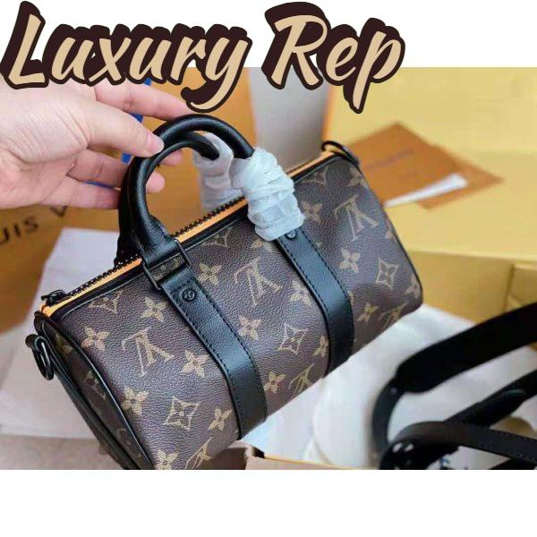 Replica Louis Vuitton LV Unisex Keepall XS Monogram Coated Canvas Black Matte Leather 4