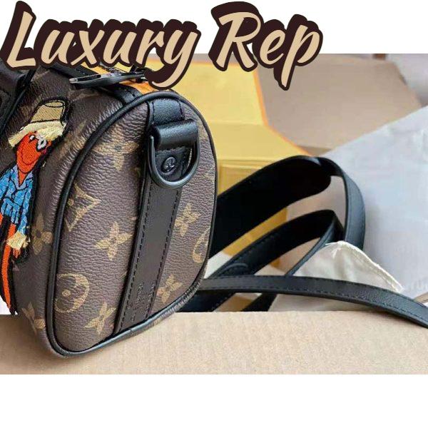 Replica Louis Vuitton LV Unisex Keepall XS Monogram Coated Canvas Black Matte Leather 5