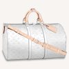 Replica Louis Vuitton LV Unisex Keepall Bandoulière 50 Bag Monogram Mirror Coated Canvas Natural Cowhide