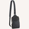 Replica Louis Vuitton LV Unisex Outdoor Sling Bag Black Coated Canvas Cowhide Leather