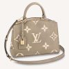 Replica Louis Vuitton LV Unisex Petit Palais Handbag Tourterelle Crème Embossed Grained Cowhide Leather