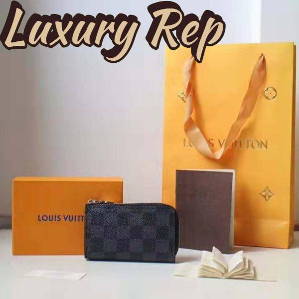 Replica Louis Vuitton LV Unisex Pochette Clé Key Pouch Wallet in Damier Graphite Canvas-Grey 3