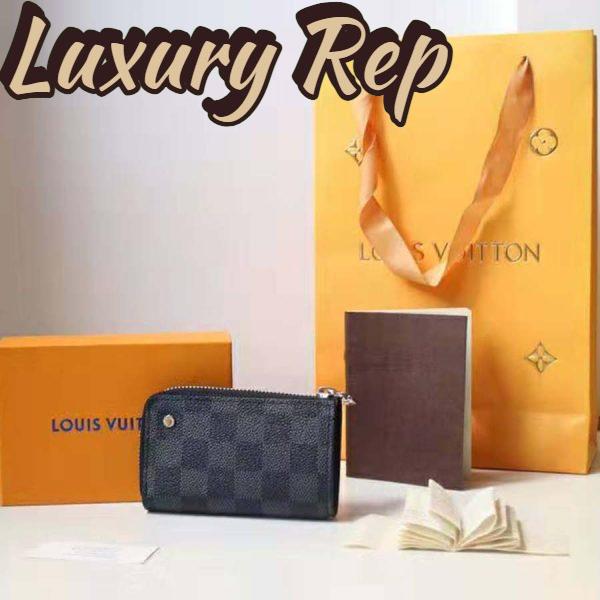 Replica Louis Vuitton LV Unisex Pochette Clé Key Pouch Wallet in Damier Graphite Canvas-Grey 4