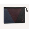 Replica Louis Vuitton LV Unisex Pochette Voyage Burgundy Black and Navy Blue Taiga Leather