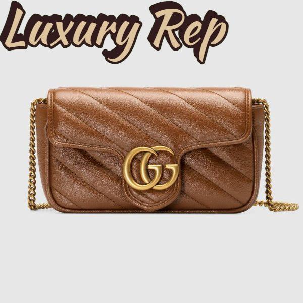 Replica Gucci GG Women GG Marmont Matelassé Super Mini Bag-Brown 2