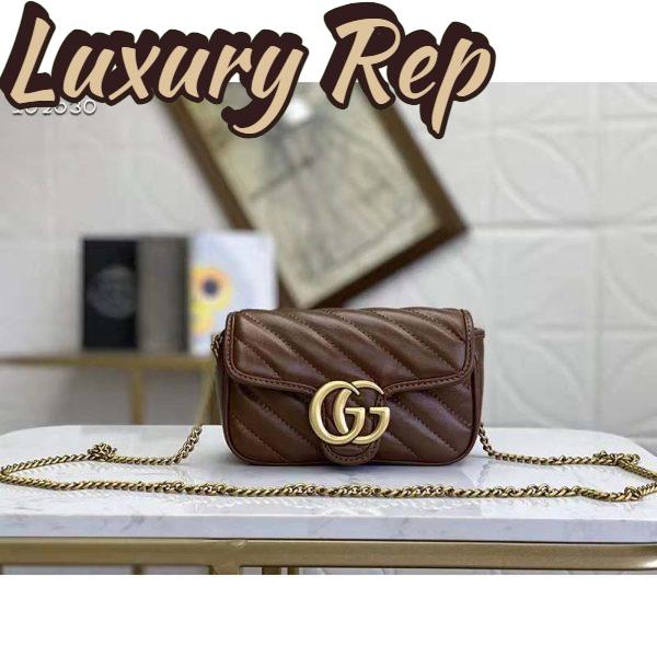 Replica Gucci GG Women GG Marmont Matelassé Super Mini Bag-Brown 3