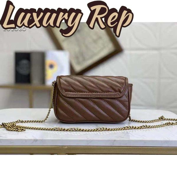 Replica Gucci GG Women GG Marmont Matelassé Super Mini Bag-Brown 4
