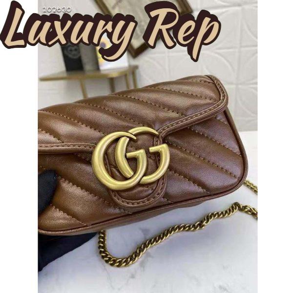 Replica Gucci GG Women GG Marmont Matelassé Super Mini Bag-Brown 8