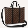 Replica Louis Vuitton LV Unisex WeekEnd Tote GM Monogram Macassar Coated Canvas Cowhide Leather