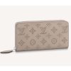Replica Louis Vuitton LV Unisex Zippy Wallet Galet Gray Mahina Perforated Calf Leather
