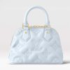 Replica Louis Vuitton LV Women Alma BB Handbag Blue Quilted Embroidered Smooth Calf Leather