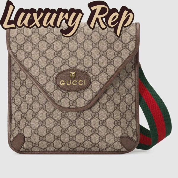 Replica Gucci GG Unisex Neo Vintage GG Medium Messenger in Beige/Ebony GG Supreme Canvas