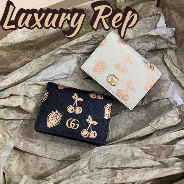 Replica Gucci GG Unisex GG Marmont Berry Card Case Wallet White Double G 4