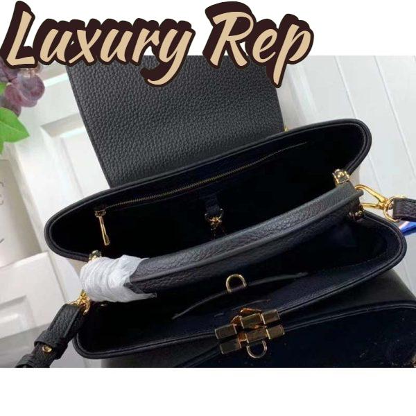 Replica Louis Vuitton LV Women Capucines MM Handbag Black Taurillon Leather Canvas 8