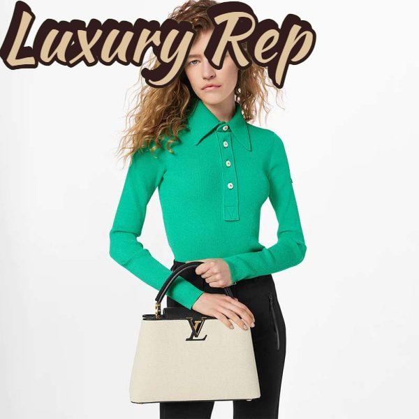 Replica Louis Vuitton LV Women Capucines MM Handbag Black Taurillon Leather Canvas 12