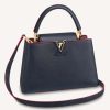 Replica Louis Vuitton LV Women Capucines MM Handbag Navy Blue Red Taurillon Leather