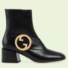 Replica Gucci GG Blondie Women’s Ankle Boot Black Leather Mid 5 Cm Heel