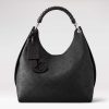 Replica Louis Vuitton LV Women Carmel Hobo Bag Black Mahina Perforated Calf Leather