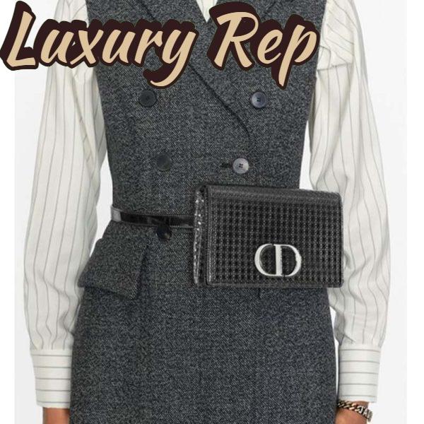Replica Dior Women 30 Montaigne 2-in-1 Pouch Metallic Black Microcannage Calfskin 9