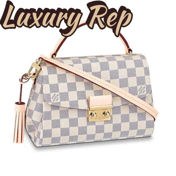 Replica Louis Vuitton LV Women Croisette Handbag in Damier Azur Coasted Canvas-Sandy