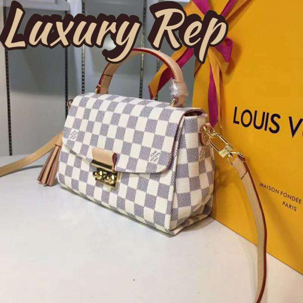 Replica Louis Vuitton LV Women Croisette Handbag in Damier Azur Coasted Canvas-Sandy 5