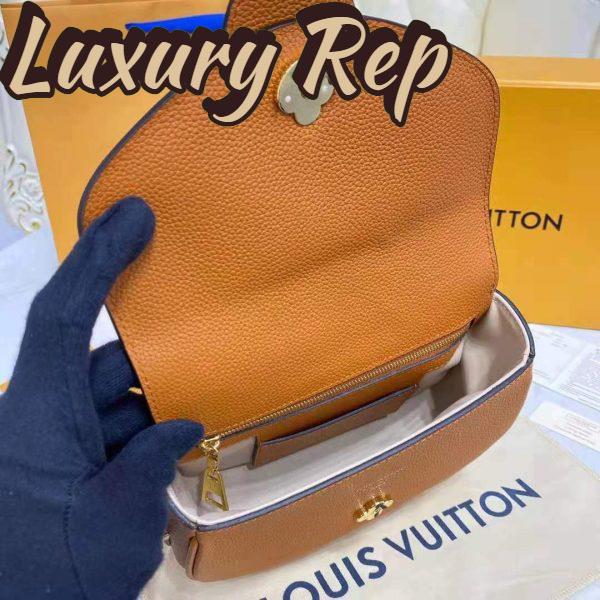 Replica Louis Vuitton LV Women LV Pont 9 Soft MM Sienne Dorée Mocaccino Grained Calfskin Smooth Cowhide 10
