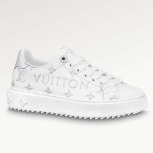Replica Louis Vuitton LV Unisex Time Out Sneaker Silver Monogram Debossed Calf Leather